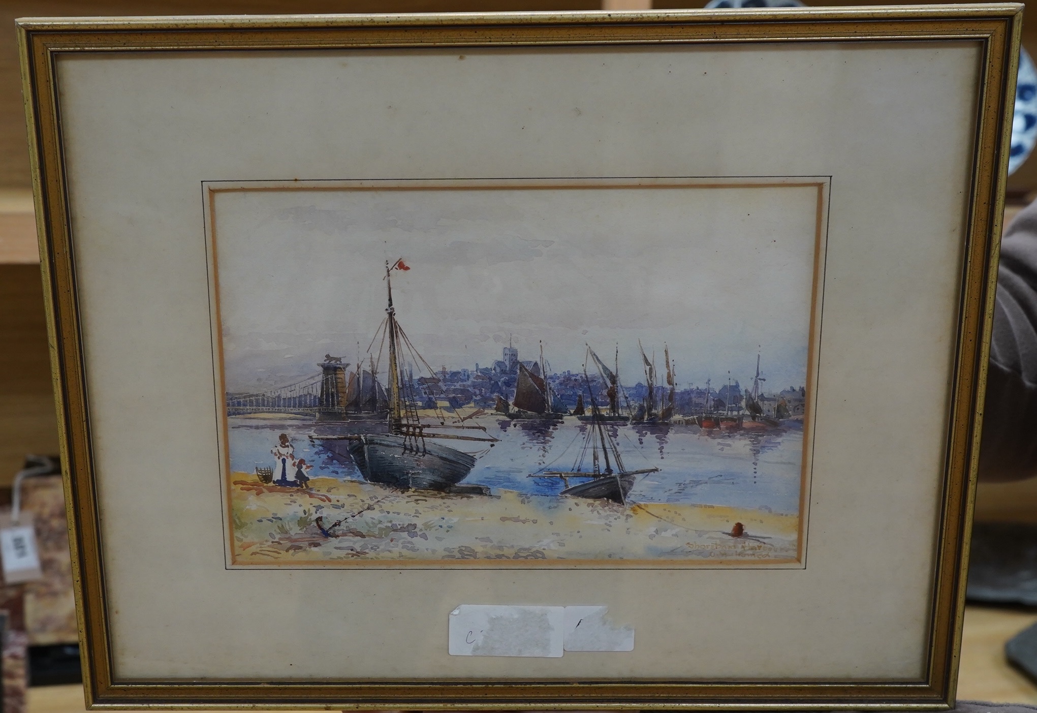 O. Mohamed, watercolour, 'Shoreham harbour', signed, 16 x 24cm. Condition - fair to good